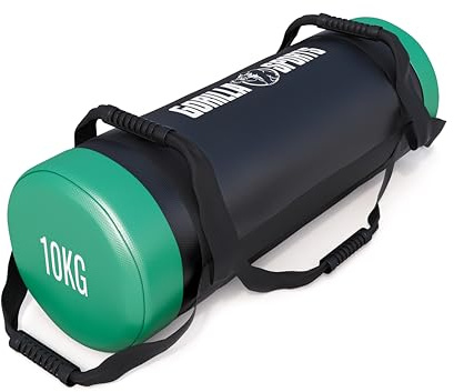 GORILLA SPORTS® Fitness Power Bag - 5/10/15/20/25/30 kg, rutschfeste Griffe, Gefüllt, Kunstleder - Gewichtssack, Sandbag, Corebag, Sandsäcke, Gewichte für Training, Workout, Crossfit, Gym