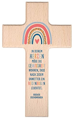 Praisent Holzkreuz Regenbogen | Irischer Segenswunsch