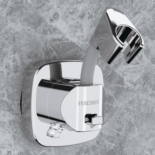 FERCOSEN 360° Drehbar Duschkopfhalterung mit Saugnapf | 10 kg Tragfähigkeit, Sekundenschnelle Montage | rutschfeste Rostfreie Duschbrause Halterung