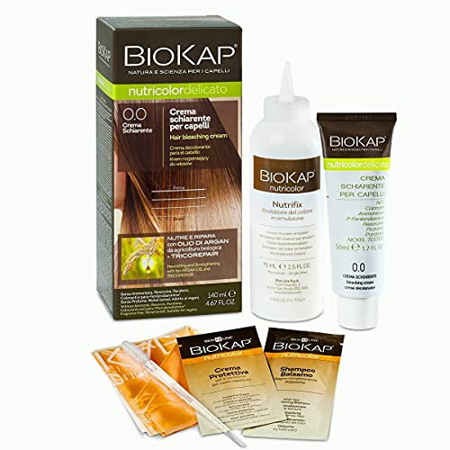 BIOKAP Natürliche Aufhellungscreme für Haare 0.0 - Blondierung - Schonende Haar Aufhellung bis zu 2 Nuancen | NÄHRT & REPARIERT | Bio Arganöl - TricoREPAIR Komplex | min. 80% natürliche Inhaltsstoffe