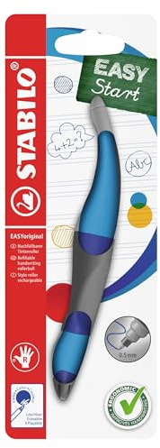 STABILO - Ergonomischer Tintenroller für Rechtshänder - EASYoriginal in dunkel-/hellblau - blau (löschbar) - inkl. Patrone - Blister