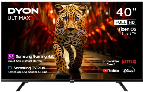 DYON ULTIMAX 40F-TI 40-Zoll Full-HD Smart LED TV 2025 | Tizen OS, Smart Hub, Gaming Hub für Cloud Gaming, kostenlose Live-TV, Triple-Tuner, WiFi, Bluetooth