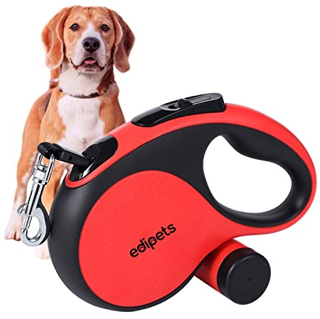 Edipets, Hundeleine, Ausziehbar und Einziehbar, 5 m, 8 m, Flexibel, für Training und Spaziergänge, für kleine, mittelgroße und große Hunde (Rot, 8 Meter)
