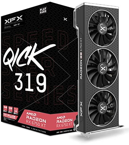 XFX Speedster QICK319 Radeon RX 6750XT CORE Gaming Grafikkarte mit 12GB GDDR6 HDMI 3xDP, AMD RDNA™ 2 (RX-675XYJFDP)