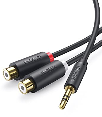 UGREEN Cinch auf Klinke Adapter, 3,5mm Klinke Stecker auf 2 Cinch Buchse | 3,5mm Klinke Stecker auf 2 Cinch Buchse, Stereo Audio Adapter 20cm