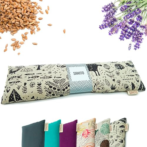 Körnerkissen Mikrowelle (43x12 cm) - Wärmekissen - Natürliche Linderung bei Nacken, Rücken und Menstruationsschmerzen, Anwendung mit Wärme oder Kälte - Hohe Wärmespeicherung - Lavendelduft