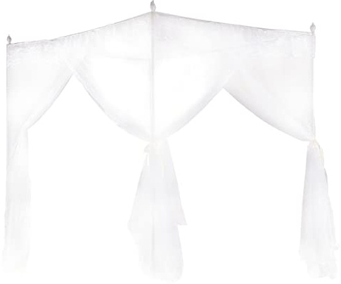 4-Ecken-Pfosten-Prinzessinnen-Betthimmel, Polyester-Bettvorhang, Atmungsaktiver Netz-Bettvorhang, Baldachin, Netz-Spitzen-Design, Prinzessinnen-Stil, Bettnetz für Mädchen, Kinder, (120*200*200)