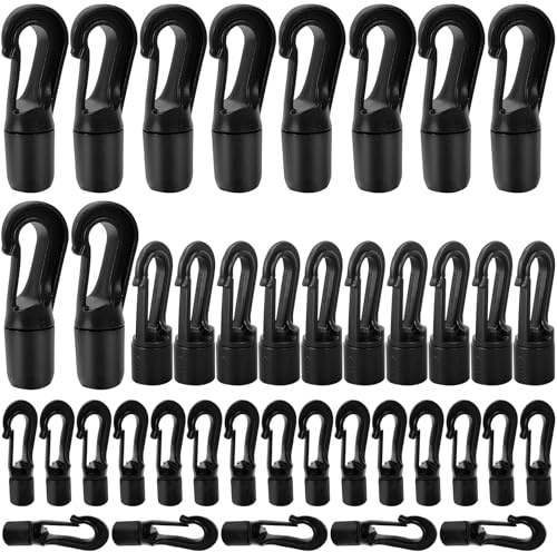 40 STK Kunststoffhaken für Gummise, Plastikhaken Seilhaken für Expanderseile, Seilhaken für Expanderseile, Planen Kordel Haken, Karabinerhaken für 5mm Expanderseil(5, 8, 10 mm)