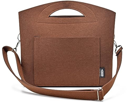 TANNDESIGN - Wickeltasche für Kinderwagen aus recycelten Plastikflaschen Braun - Hochwertige Filz Windeltasche mit Flaschenhalterung - Kinderwagentasche Organizer mit Platz für Windeln & Klamotten