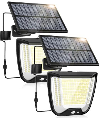 spqment Solarlampen Strahler Außen LED mit Bewegungsmelder - 288 LED Solar Aussen Lampe IP65 Wasserdichte Solarleuchte 270° Beleuchtungswinkel Aussenleuchte 3 Modi Solarlampe Garten für Hof Garage