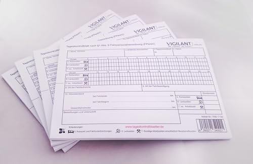 Block mit 50 Tageskontrollblätter | Güterverkehr bis 3,5t (FPersV) | Economy