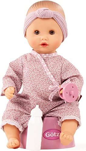 Götz 2253146 Sleepy Aquini Girl Soft Mood Puppe 33 cm Badepuppe 6-TLG | für Kinder ab 18 Monaten, Babypuppe, ohne Haare, Hartkörper, braune Schlafaugen, Trink-/Töpfchenfunktion, Flasche, Schnuller