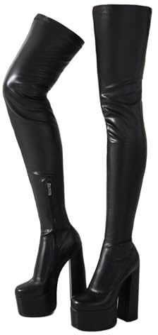 Ceciloroda Stretch OverKniestiefel Plateau Block Heels