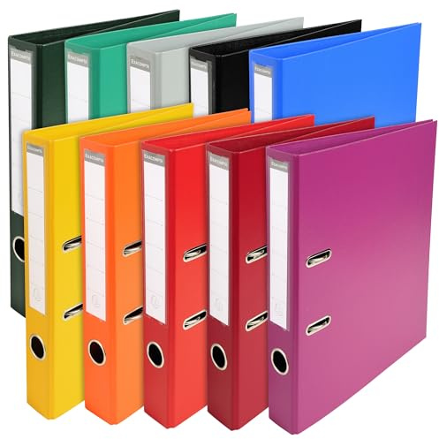 Exacompta 53054E 10er Pack Premium PVC-Ordner Prem´Touch. 5 cm schmal DIN A4 Ringordner Aktenordner Briefordner Büroordner Plastikordner Schlitzordner farbig sortiert