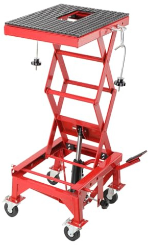 Motorrad Hebebühne, Motorradheber 158kg Tragfähigkeit, Höhenverstellbarer zwischen 350-905mm, Hebescheren-Mittelständer für Motorräder ATV, Motorradhebebühne