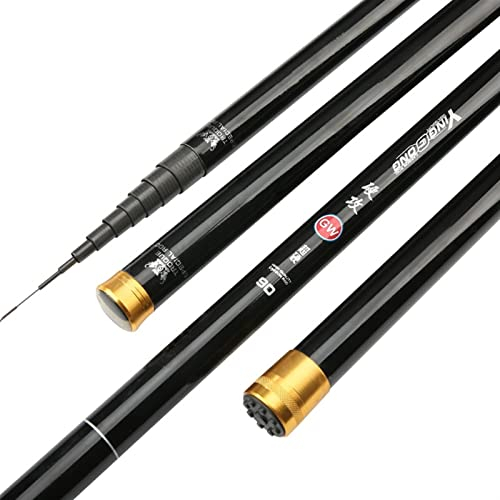 NAIYAN Angelruten Teleskoprute Stipprute High Carbon 8m 9m 10m 11m 12m 13m Power Hand Pole Angelrute Ultra Hard Super Light Teleskopstange Stick (Length : 10m and Tips)