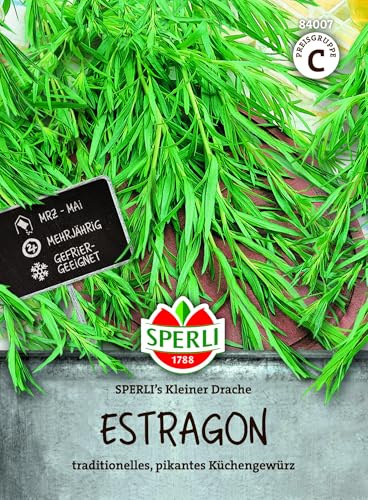 Sperli Estragonsamen SPERLI's Kleiner Drache 84007 - Pikant würzig, ideal für Salate & Geflügel, optimal für Kräuterbeet, Freiland & Hochbeet, mehrjährig & robust, hohe Keimrate, Saatgut, Samen Gemüse