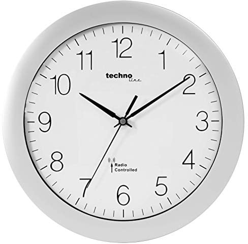Technoline WT 8000 Funkwanduhr 30 cm – DCF Funkuhr mit automatischer Zeiteinstellung | geräuscharm | modernes Design | batteriebetrieben | Wanduhr für Wohnzimmer | Büro & Küche | Titan