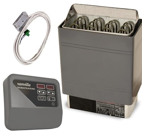 vanvilla Saunaofen 9kw mit externer Steuerung 380V Saunas Sauna Ofen Heizung Finnische Sauna Fasssauna Gartensauna für Aufguss