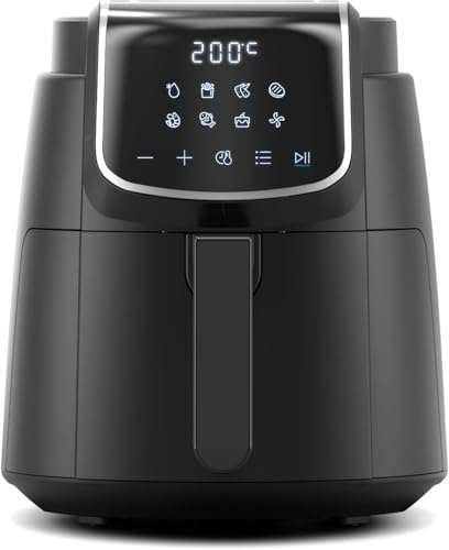 Midea MF-CN35C2,Digital Air Fryer 1500W mit 8 voreingestellten Funktionen und 60 Min Timer,3,5L Heißluftfritteuse für gesundes ölfreies Kochen,Backen,Grillen,intelligente Temperaturkontrolle,Schwarz