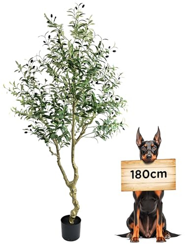 crafity Künstlicher Olivenbaum 180cm Kunstpflanze wie echt Üppig Künstliche Pflanzen Olivenbaum Deko Kunstbaum für Wohnzimmer Schlafzimmer Büro