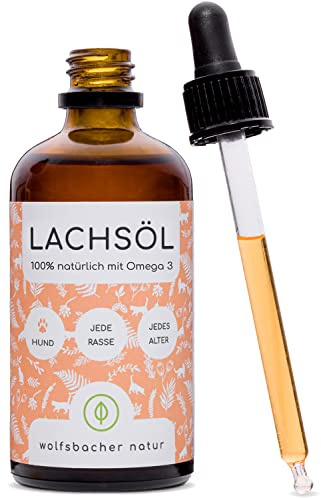 Lachsöl für Hunde mit Omega 3 I 100ml norwegisches, natürliches Lachs-Öl aus Atlantik-Meer-Lachs I Hochdosiertes Ergänzungsmittel für Hunde