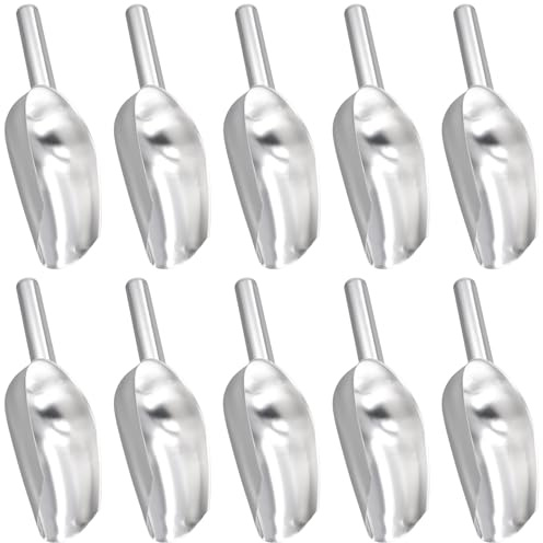 CHUIFAI 10 Stück Eisschaufel, 19cm Edelstahl Klein Mehlschaufel Futterschaufel Abwiegeschaufel, Eiswürfelschaufel Klein Teeschaufel für Eiswürfel, Mehl, Müsli, Nüsse, Kaffeebohne