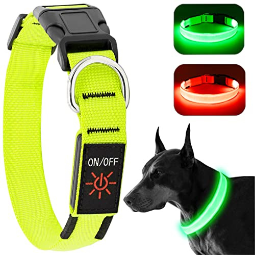 KOSKILL Leuchthalsband Hund Wiederaufladbare USB LED Hundehalsband Wasserdichtes Leuchtendes Hunde Halsband Einstellbare Super Helle für Kleine Mittlere Große Hunde (Grün, M)