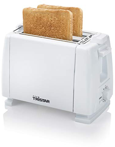 Tristar BR-1009 Toaster, 650 Watt, für 2 Toast-Scheiben 2 Kurze Schlitze, 6 Bräunungsstufen und Aufwärmfunktion für Brötchen – Weiß