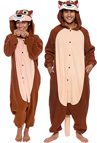 Funziez! Silver Lilly Unisex-Schlafanzug für Erwachsene, Plüsch, Einteiler, für Cosplay, Streifenhörnchen, Tierkostüm, braun, X-Large