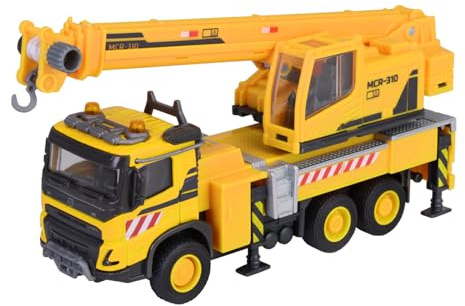 Majorette Kranwagen Volvo FMX Truck Crane (22 cm) - großes Baustellenfahrzeug mit ausfahrbarem Kranarm, Seilwinde, Freilauf & Gummireifen, Kran-Spielzeug für Kinder ab 3 Jahre