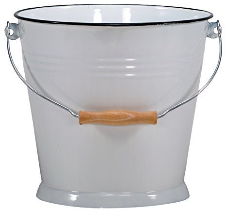 Krüger Emaille Wassereimer Weiß 10 L | Haushaltseimer mit Holzgriff | PFAS-frei | Schnitt- & kratzfeste Oberfläche | Leicht zu reinigen | Vielseitig verwendbar | Für Küche & Haushalt