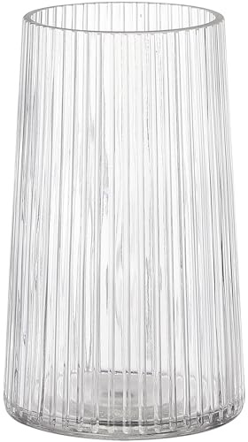 KAYLETIN Klarglas-Vase für Blumen, Glasblumen-Vase, Blumenvasen für Bouquet, moderne gerippte Vasen für Wohnzimmer, Esszimmer, Kaffeetisch, Büro, Hochzeit, 20CM