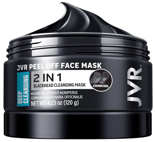 JVR Blackhead Remover Maske, Bambuskohle Tiefenreinigung Peel Off Maske, Blackhead Maske, Schwarze Maske für Entfernt Mitesser, Poren Reinigen, Öl Kontrolle 120ml