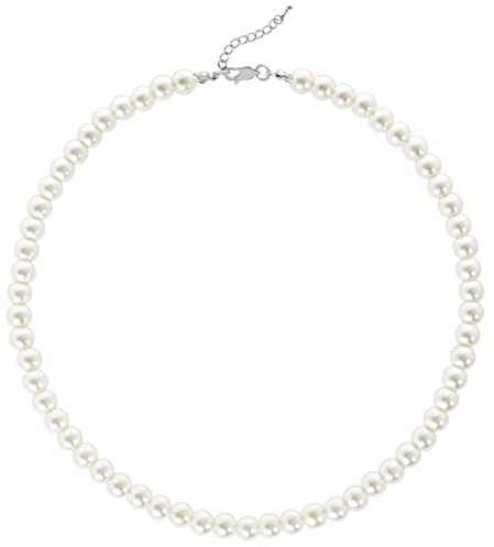 BABEYOND Perlenkette Damen Weiße Perlen Halsketten für Frauen und Mädchen Kurze Runde mit 6–10 mm Perlen Schmuck