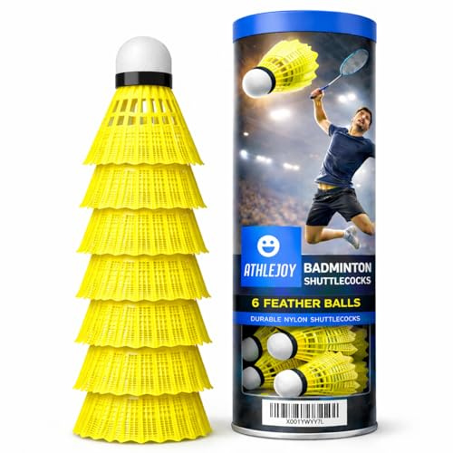 ATHLEJOY 12x Badminton Federbälle - Training und Wettkampf - Badmintonbälle für Indoor & Outdoor