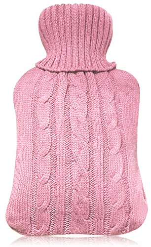 Strickbezug für Wärmflaschen (nur Bezug) Wärmflaschenbezug Abnehmbar & Waschbar, Weich Bequem Wärmbeutel für Erwachsene Kinder Hand-Fuß-Wärmer Langzeitwärme, Schmerzlinderung (Rosa)