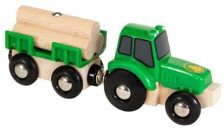 BRIO 33799 Traktor mit Holz-Anhänger, Grün, ab 3 Jahre, Holz/Kunststoff