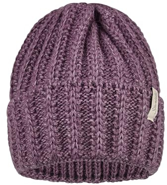 Sterntaler Strickmütze mit Umschlag und Rippstruktur – Unisex Baby- und Kinder-Mütze für kühle Tage – warme und atmungsaktive Strickmütze – bequem und langlebig, Purpur, Größe 55