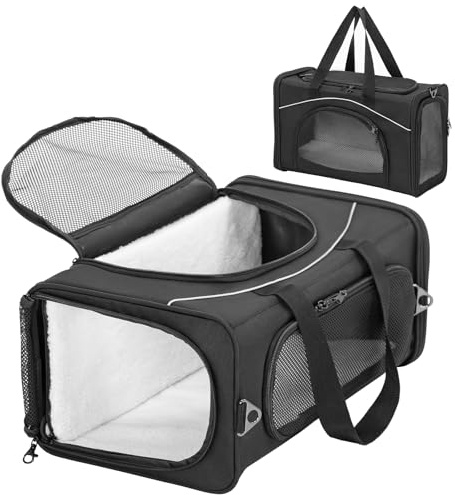 Petsfit Transporttasche Hunde und Katze, Katzentransportbox Hunde Katze Flugtasche für Haustiere im Auto Flugzeug oder in der Bahn