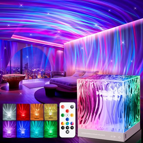 PIKOY Sternenhimmel Projektor Kinder Aurora Lampe, 18 Lichtmodi Polarlicht Lampe, Fernbedienung Zeitnahme Nachtlicht Sternenhimmel Projektor, Galaxy Nordlicht Zimmer Deko Wohnzimmer