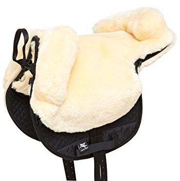 Engel Reitsport | FELLSA-R2-MED | Hochwertiger Fellsattel | echtes Merino Lammfell | baumloses Bare-Back-pad | Gr. Englisch Farbe med./Natur