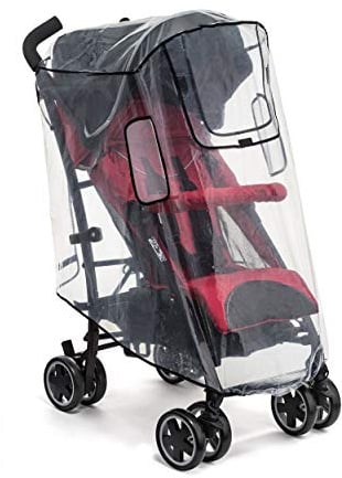 reer RainCover Active Regenschutz | universell einsetzbar für Buggys, Sportwagen & kleine Jogger | Regencover mit extragroßem Sichtfenster & Belüftung | mit Windhaken | modernes, transparent Design