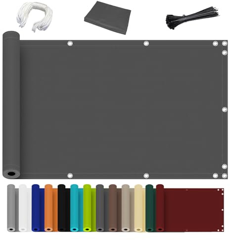 Ziligengsheng Balkon Sichtschutz Ohne Bohren, 50x200cm, Blickdichte Balkonverkleidung Balkonabdeckung Wetterfest UV-Schutz 100% Schutz der Privatsphäre für Balkon Garten
