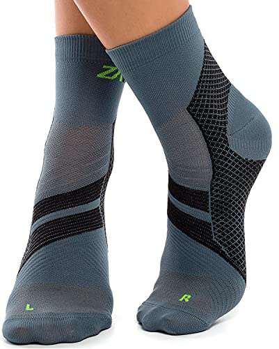 ZaTech Plantarfasziitis Socken, Kompression Socken, unterstützt Ferse, Knöchel und Fußgewölbe, für bessere Durchblutung, reduziert Fußschwellungen und Schmerzen (Grau/Schwarz, XL, 43-45)