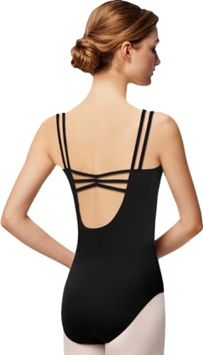 DANSHOW Damen-Ballett-Trikot mit Leibchen Tanztrikot mit V-Ausschnitt für Damen Tanztrikot für Frauen Tanzbekleidung(23917-06-S)