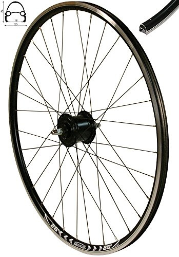 Redondo 26 Zoll Vorderrad Hohlkammer Felge Schwarz mit Nexus Nabendynamo