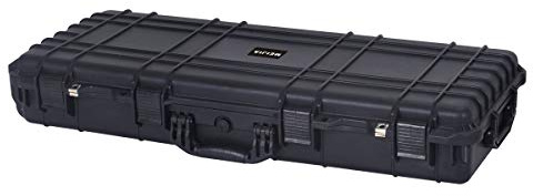 MEIJIA Lang - Professioneller IP67 Rollen Wasserdichter Hartschalen-Gewehrkoffer mit Herausnehmbare Pick-and-Pluck-Schaumstoffeinlage,Schwarz