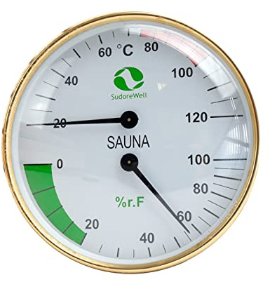 SudoreWell® Sauna Klimamesser mit Sauna Thermometer + Hygrometer ∅100mm