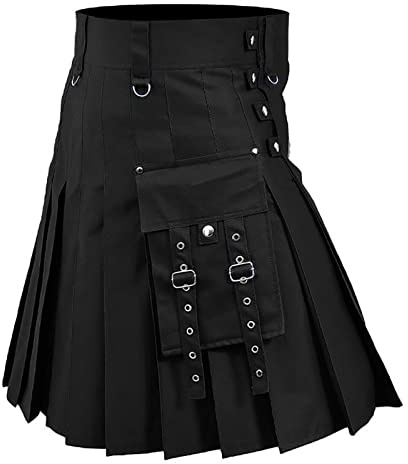 Kilt Herren Karneval – Schottischer Karierter Schottenrock mit Taschen, Kostüm & Party Rock für Fasching, Halloween, Vintage Stil